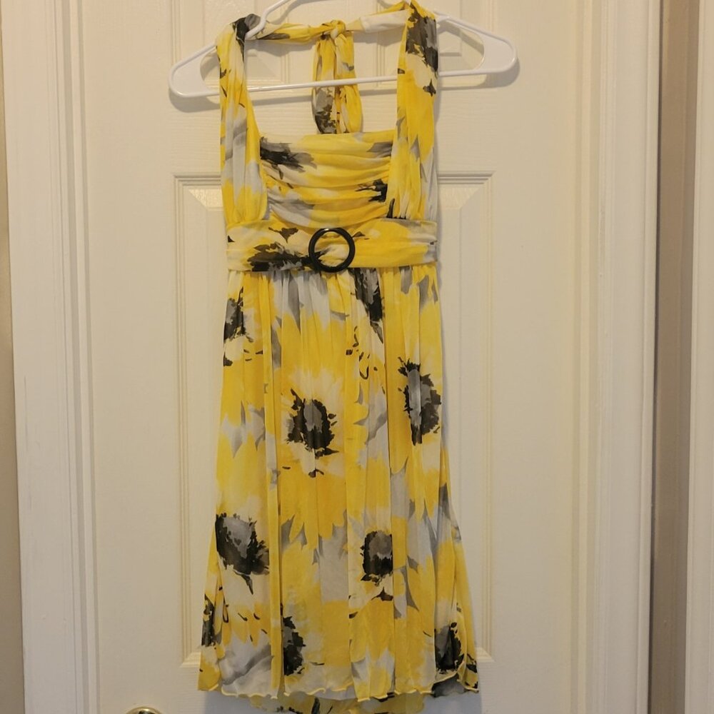 City Triangles Yellow Flower Halter Dress size M